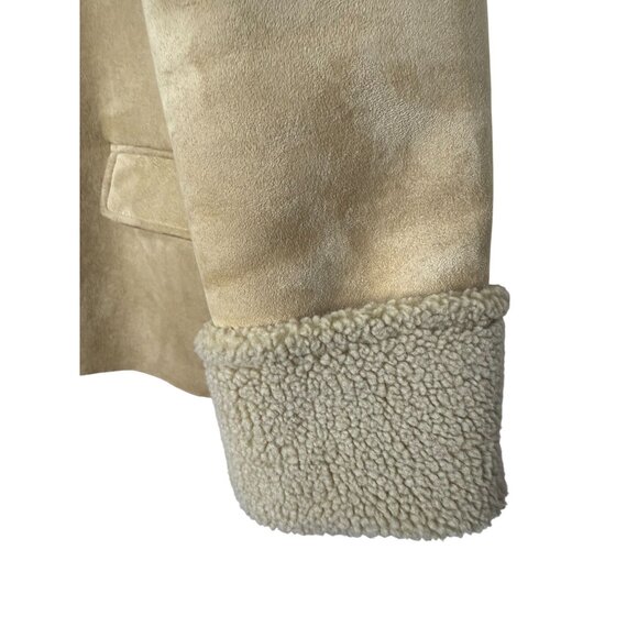 Lands' End Faux Suede Women's Sherpa Lined Coat Size 1X (16-18W) - Picture 6 of 10